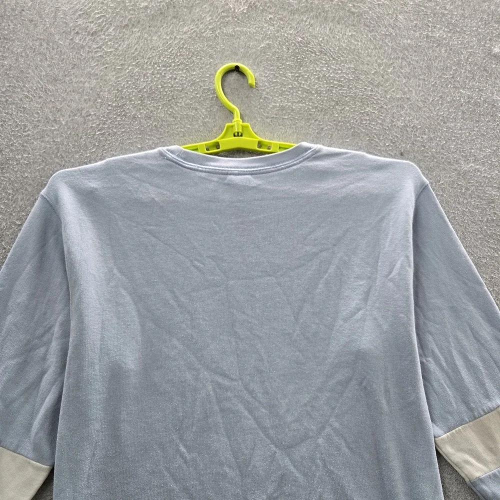 PINK Victoria's Secret Women Sweatshirt L Light Blue Colorblock Crew Neck Campus
